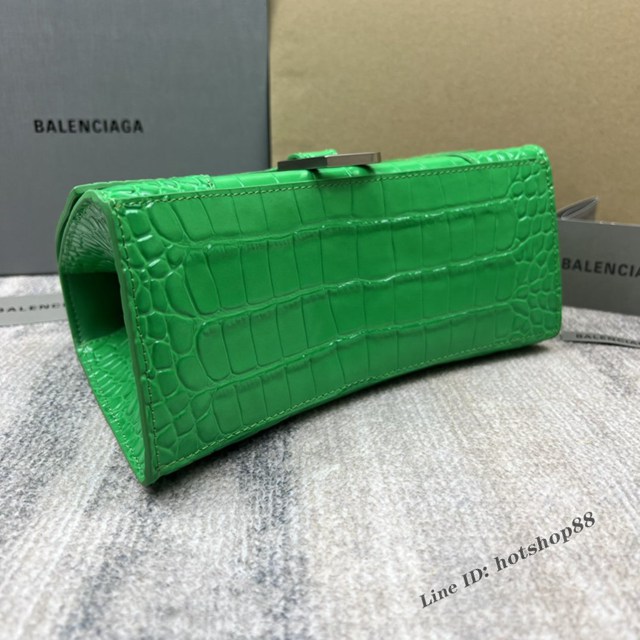 Balenciaga專櫃爆款電光綠鱷魚紋S號Hourglass沙漏包 巴黎世家頂級原單手提肩背包 款號：8895 fyj1220